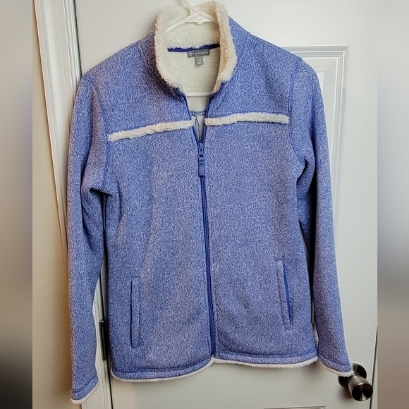 Talbots Jackets & Blazers - TALBOTS Blue White‎ Sherpa Yoke Trim Jacket Women's XS EUC